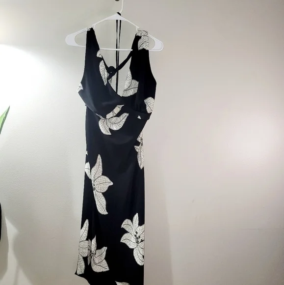DRESSBARN Floral Dress Sz 14 Flowy Sexy Date Halter Coquette Boho Y2K Babydoll - Picture 5 of 7